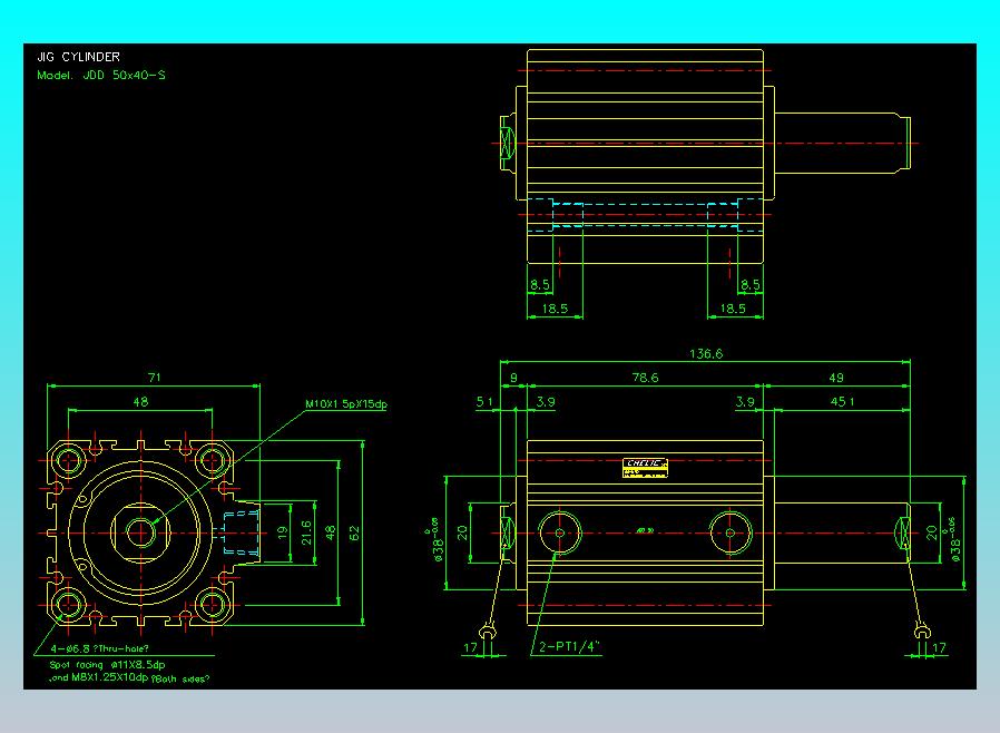 治具气缸2D-JDD50x40-S