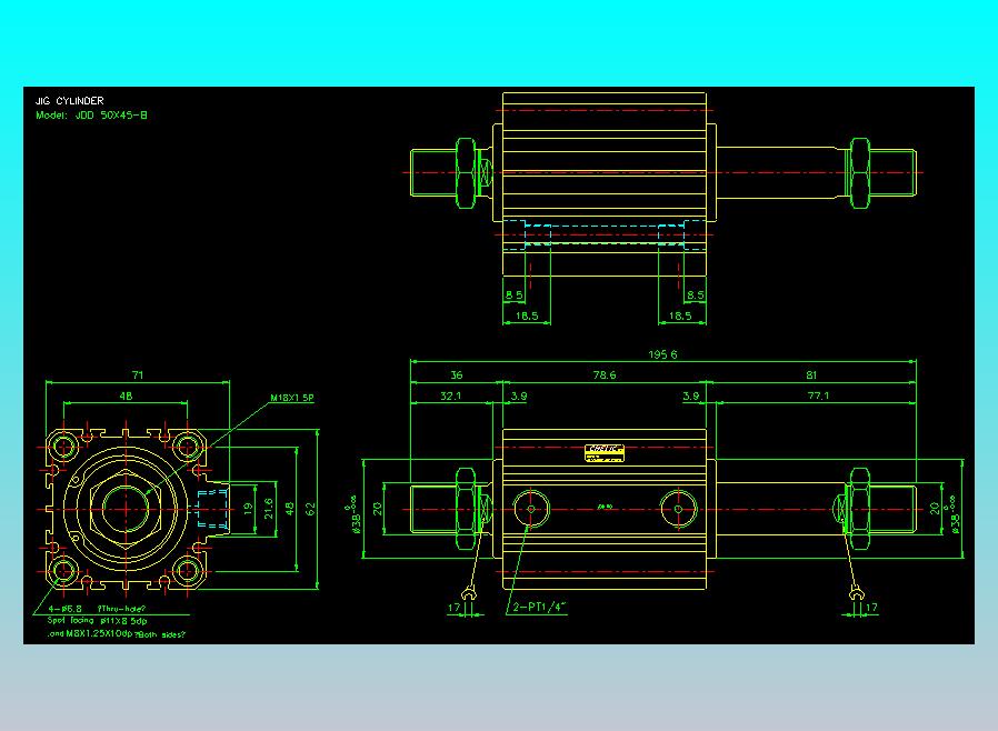 治具气缸2D-JDD50x45-B