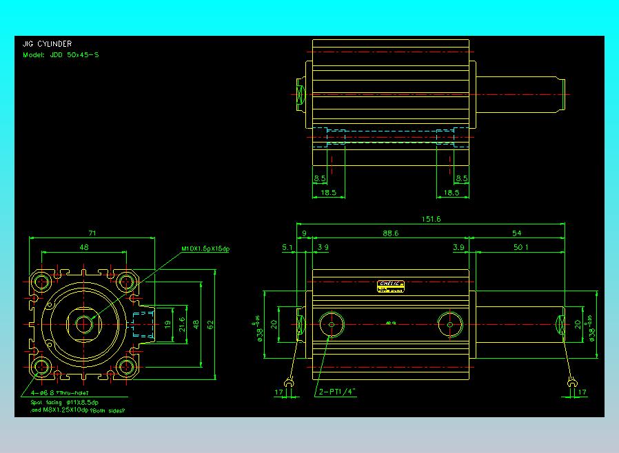 治具气缸2D-JDD50x45-S