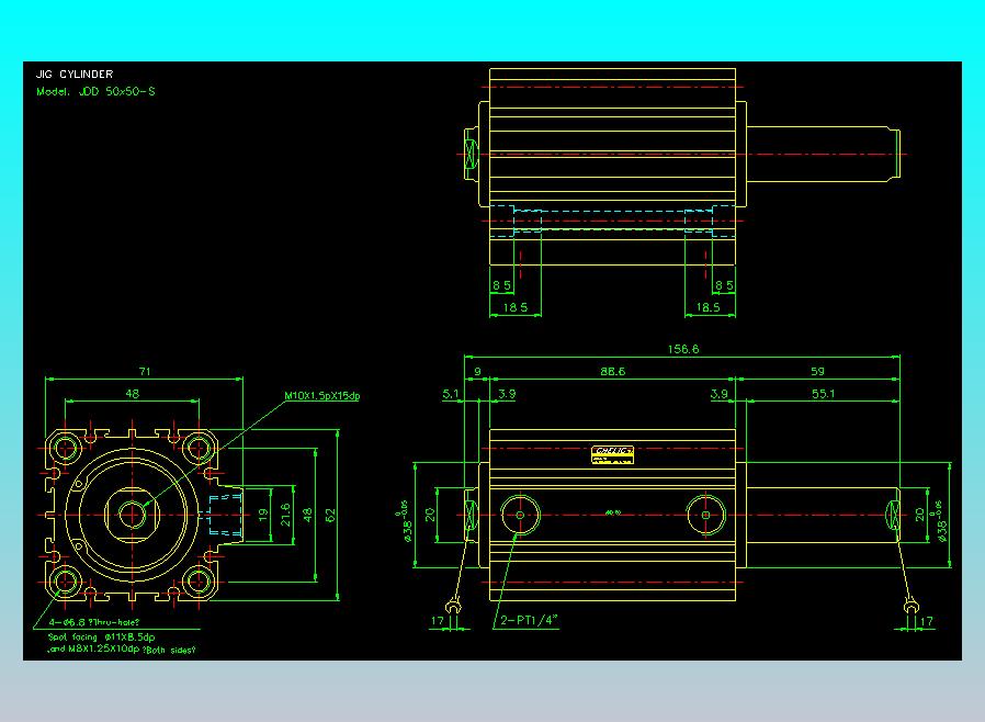 治具气缸2D-JDD50x50-S