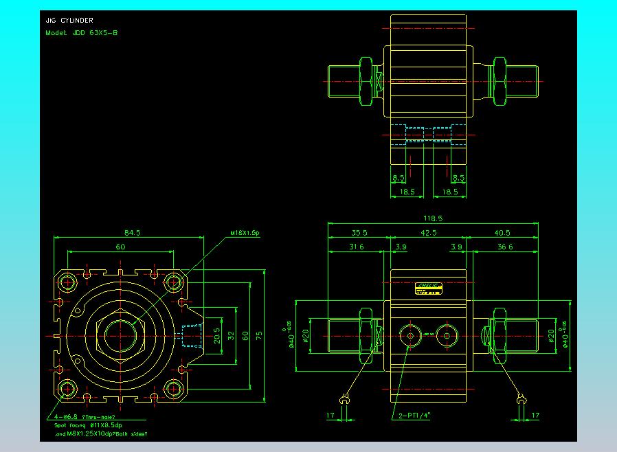 治具气缸2D-JDD63x5-B