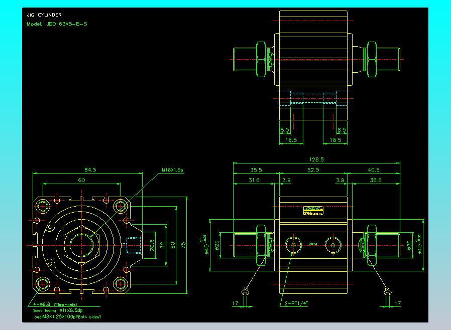 治具气缸2D-JDD63x5-B-S