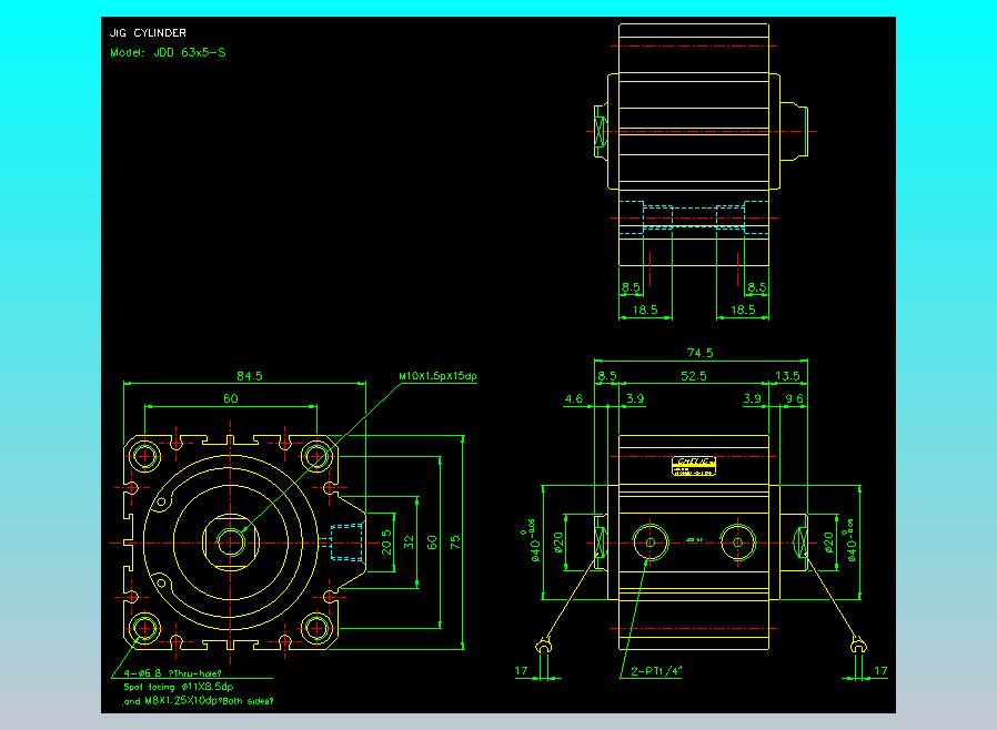 治具气缸2D-JDD63x5-S