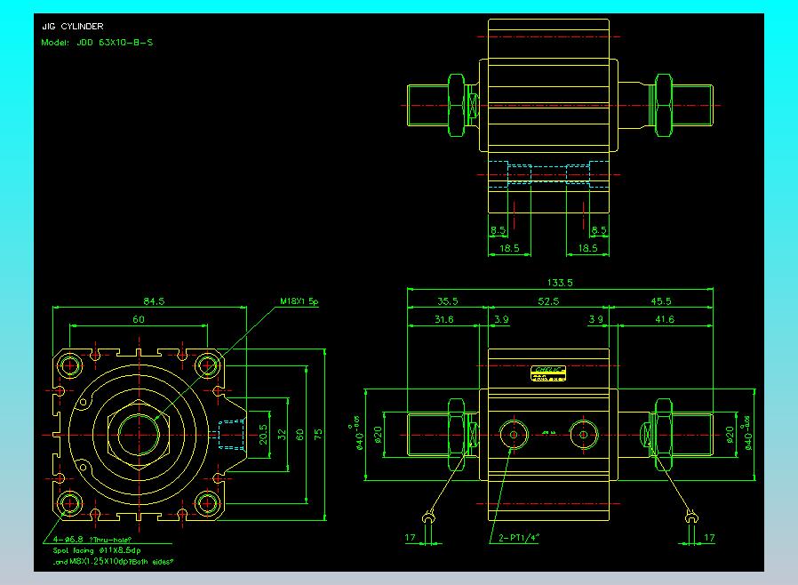 治具气缸2D-JDD63x10-B-S