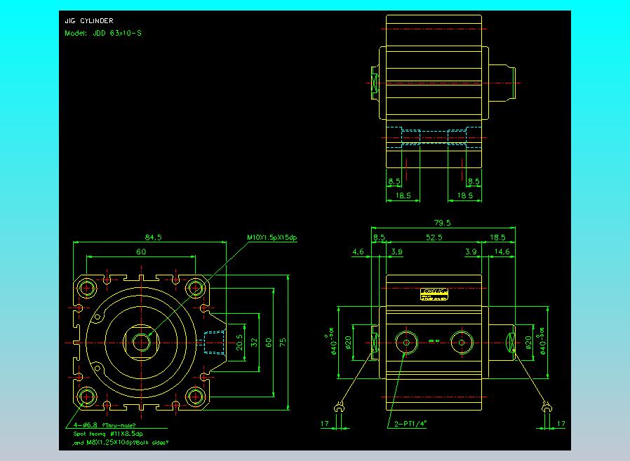 治具气缸2D-JDD63x10-S