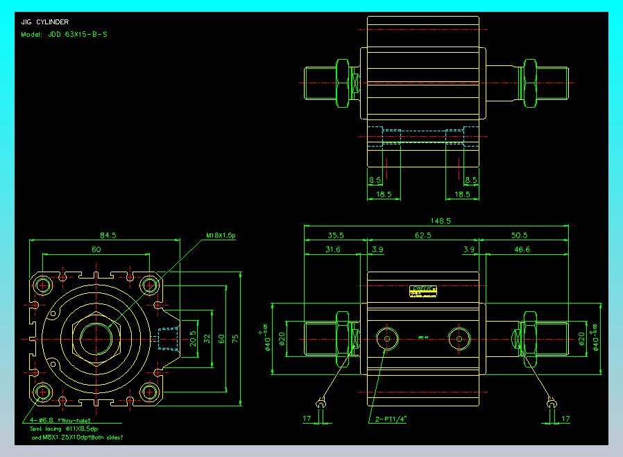 治具气缸2D-JDD63x15-B-S