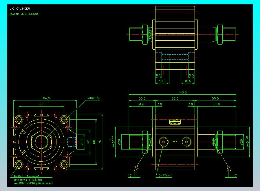 治具气缸2D-JDD63x20-B