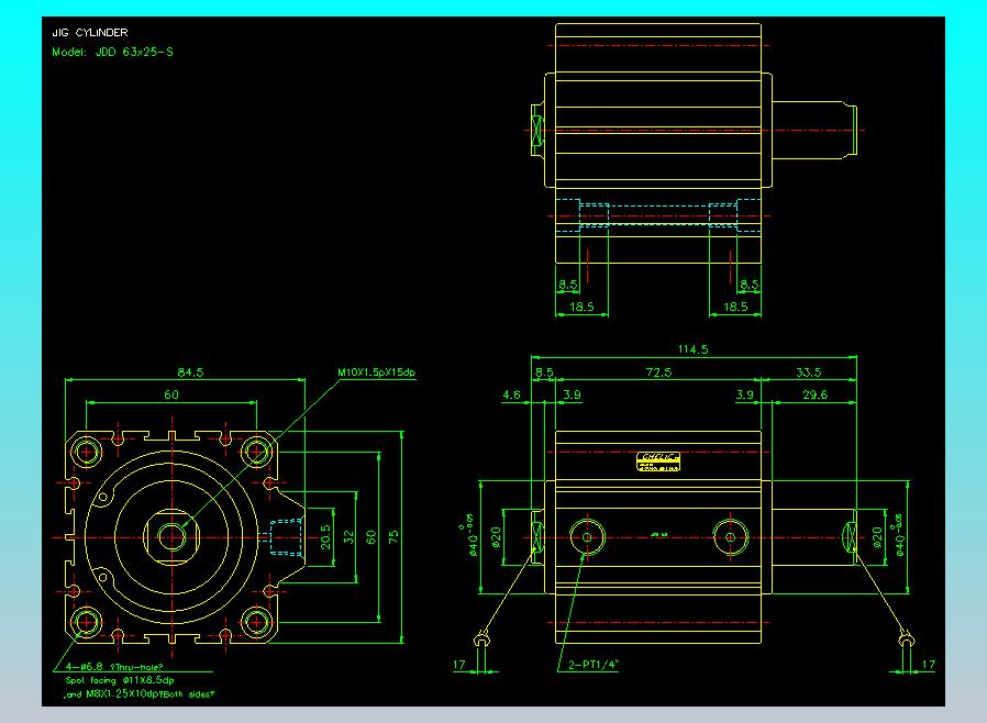 治具气缸2D-JDD63x25-S
