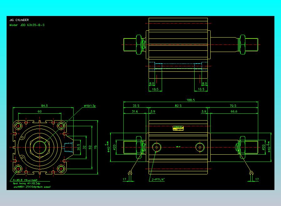 治具气缸2D-JDD63x35-B-S