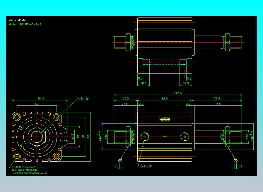 治具气缸2D-JDD63x40-B-S
