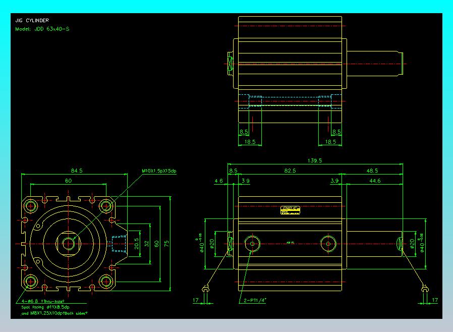 治具气缸2D-JDD63x40-S