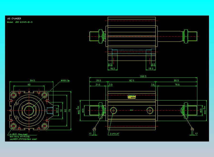 治具气缸2D-JDD63x45-B-S