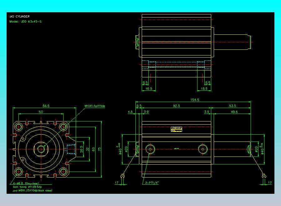 治具气缸2D-JDD63x45-S