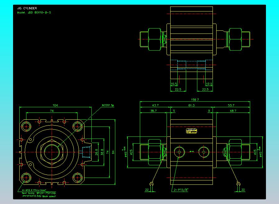 治具气缸2D-JDD80x10-B-S