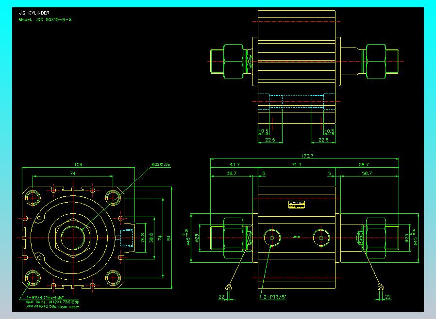 治具气缸2D-JDD80x15-B-S
