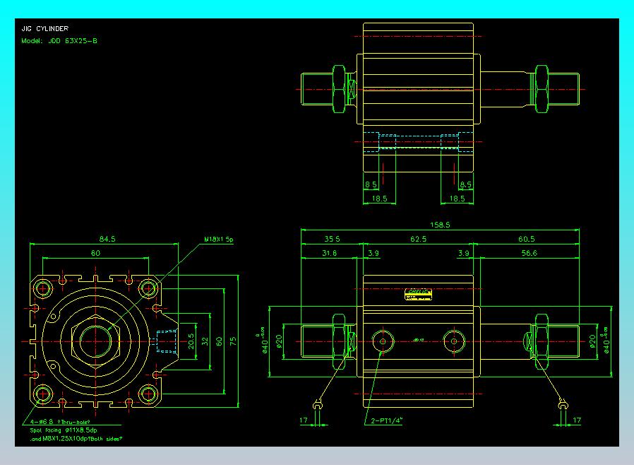 治具气缸2D-JDD63x25-B