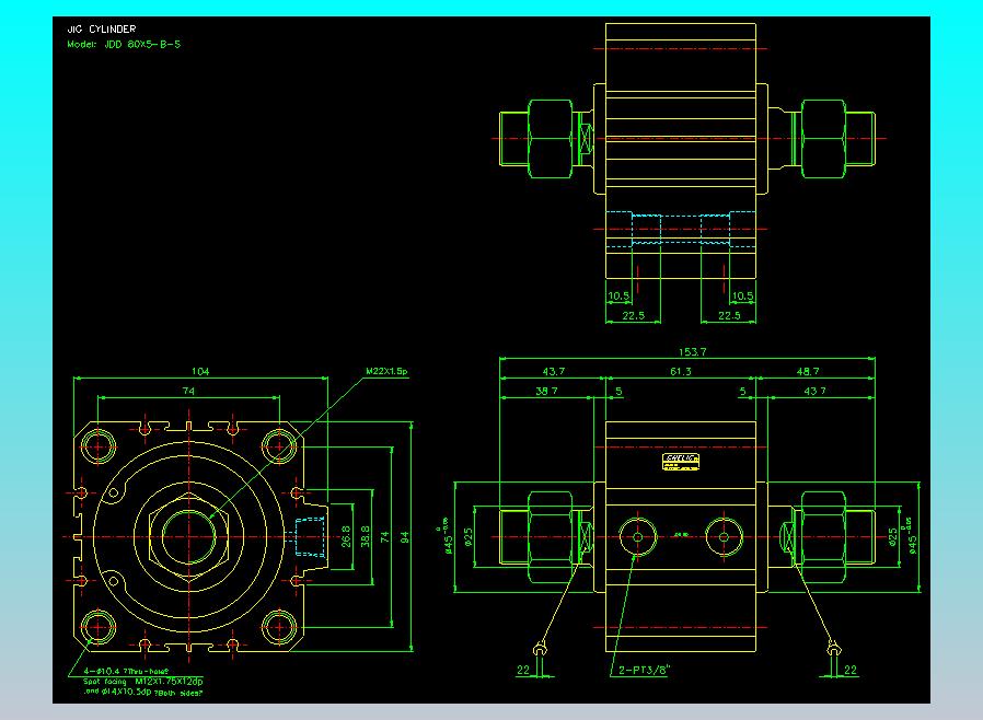 治具气缸2D-JDD80x5-B-S