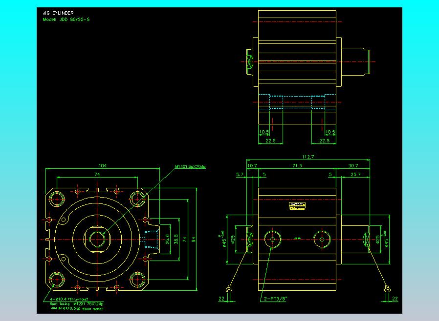 治具气缸2D-JDD80x20-S