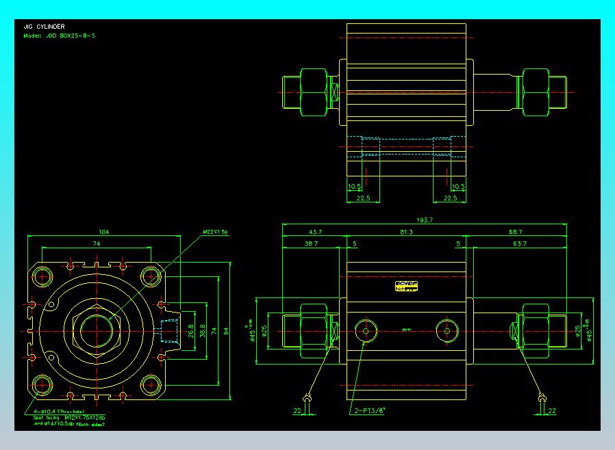 治具气缸2D-JDD80x25-B-S