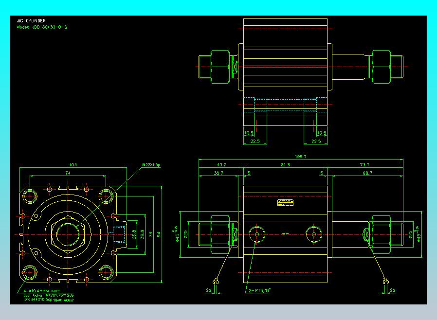 治具气缸2D-JDD80x30-B-S