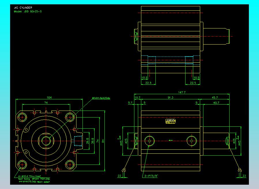 治具气缸2D-JDD80x35-S