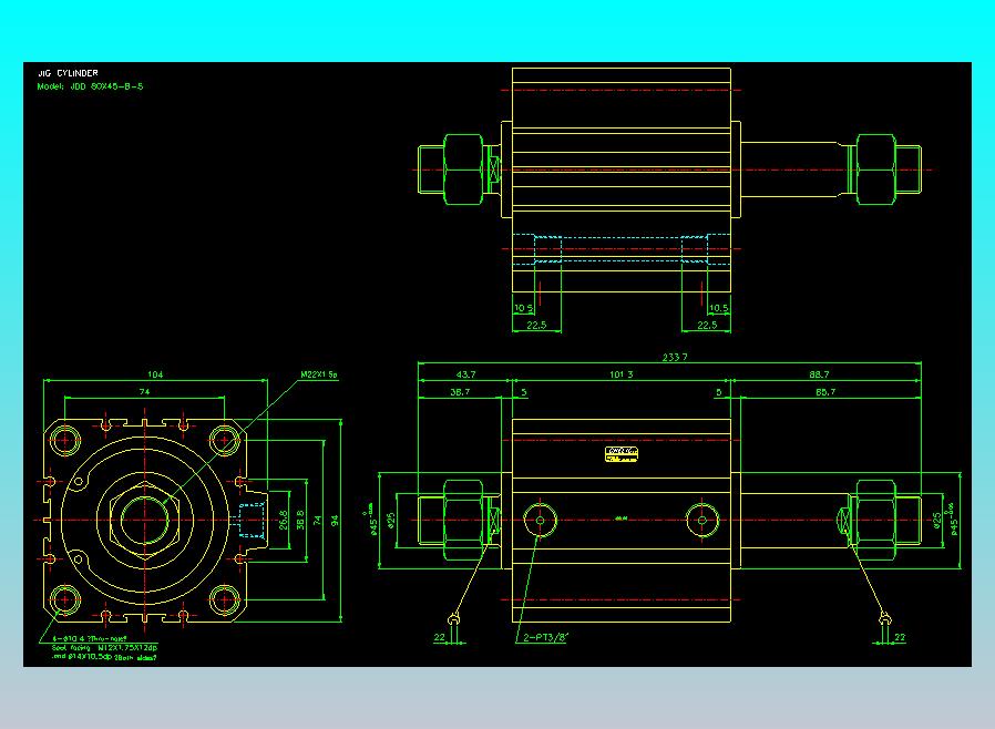 治具气缸2D-JDD80x45-B-S