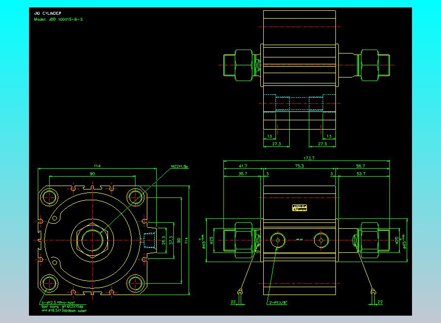 治具气缸2D-JDD100x15-B-S