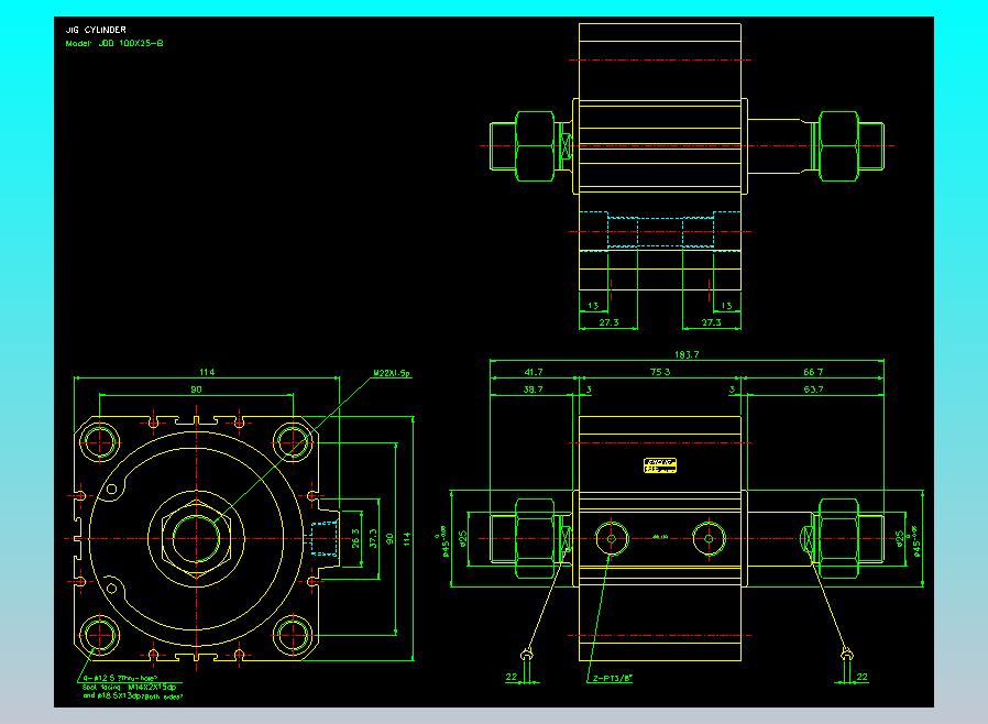 治具气缸2D-JDD100x25-B