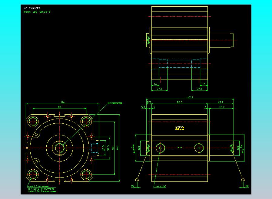 治具气缸2D-JDD100x35-S