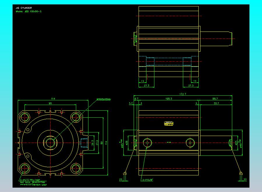 治具气缸2D-JDD100x50-S