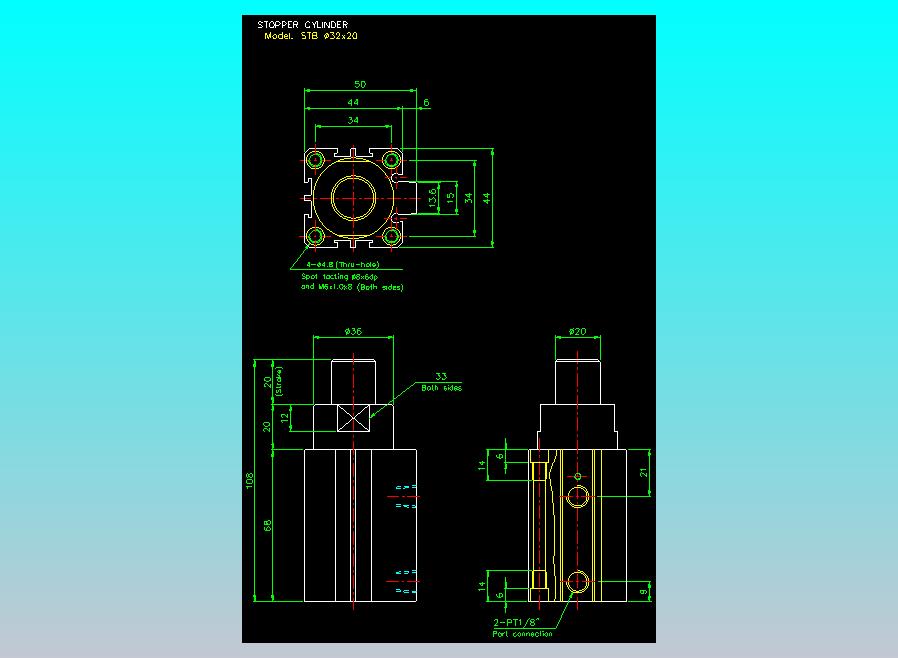 阻档气缸2D-STB32x20