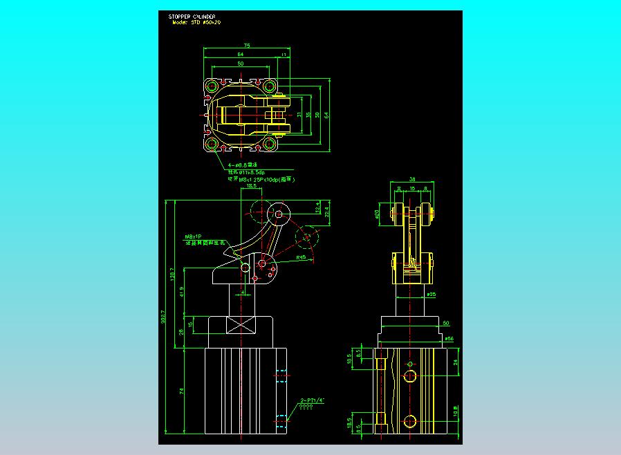 阻档气缸2D-STD50x20