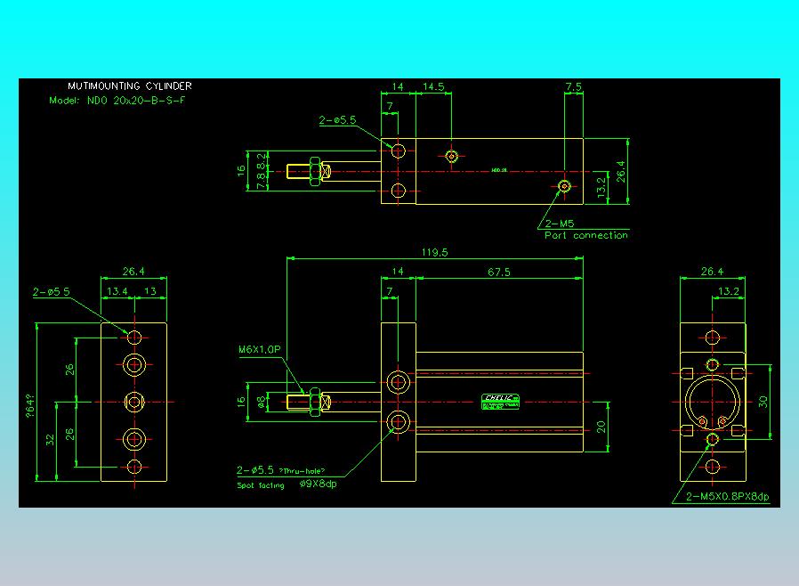气立可CHELIC气缸油缸2D-NDO20x20-B-S-F