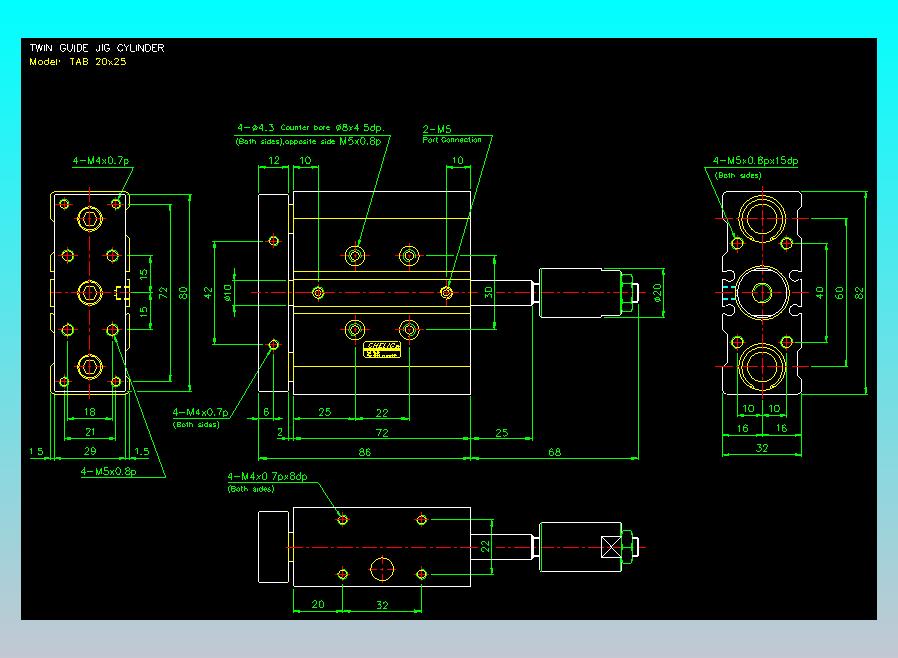 双轴气缸2D-TAB20x25