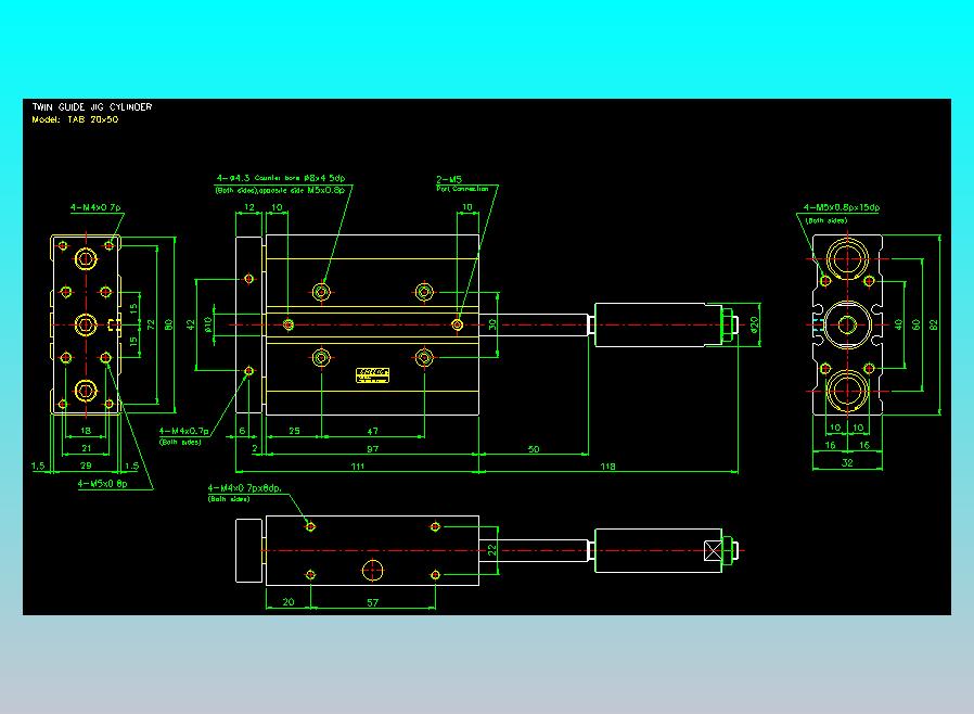 双轴气缸2D-TAB20x50