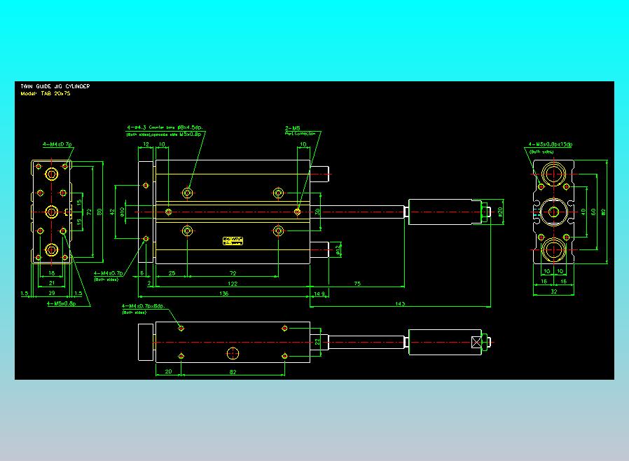 双轴气缸2D-TAB20x75