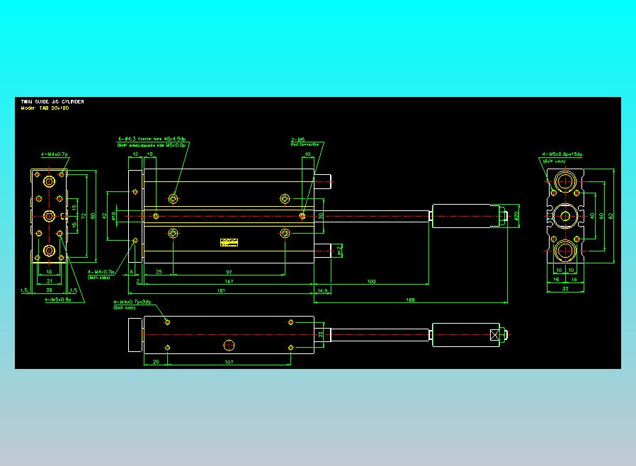 双轴气缸2D-TAB20x100