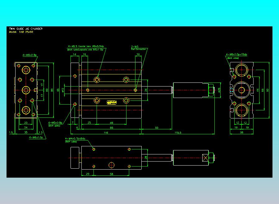 双轴气缸2D-TAB25x50