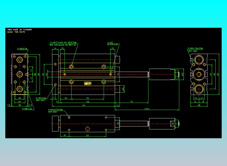 双轴气缸2D-TAB25x75