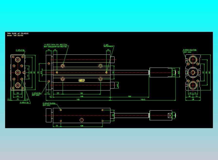 双轴气缸2D-TAB25x100