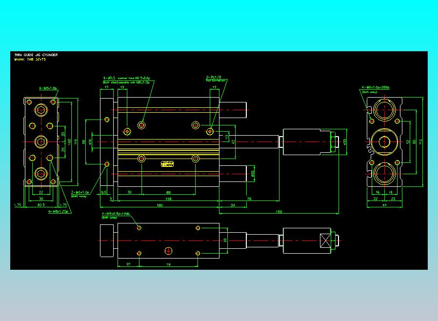 双轴气缸2D-TAB32x75