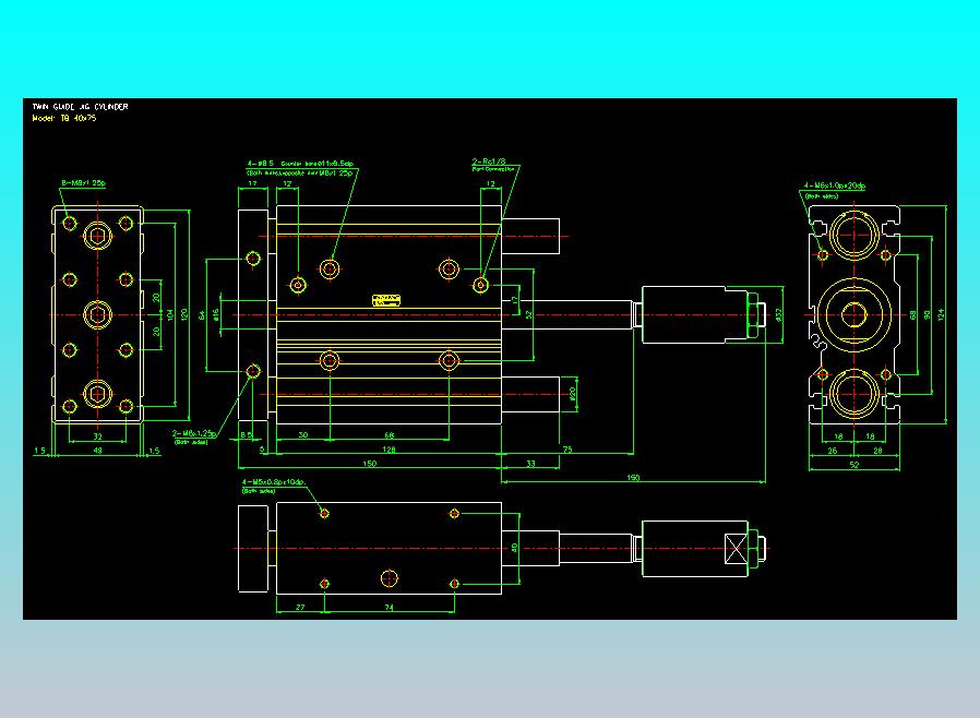 双轴气缸2D-TAB40x75