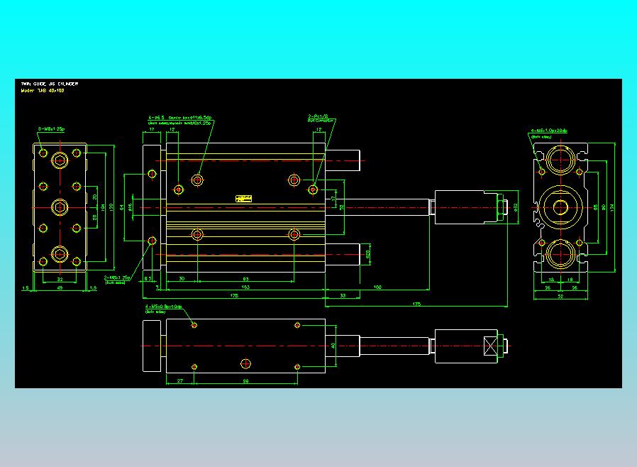 双轴气缸2D-TAB40x100