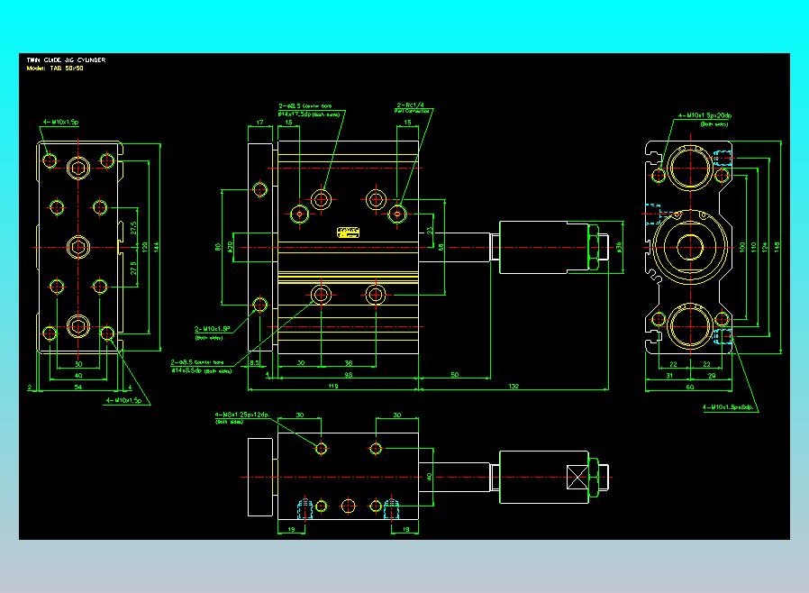 双轴气缸2D-TAB50x50
