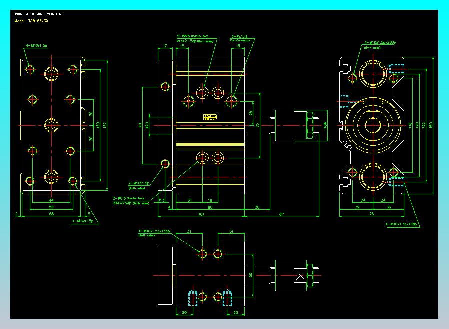 双轴气缸2D-TAB63x30