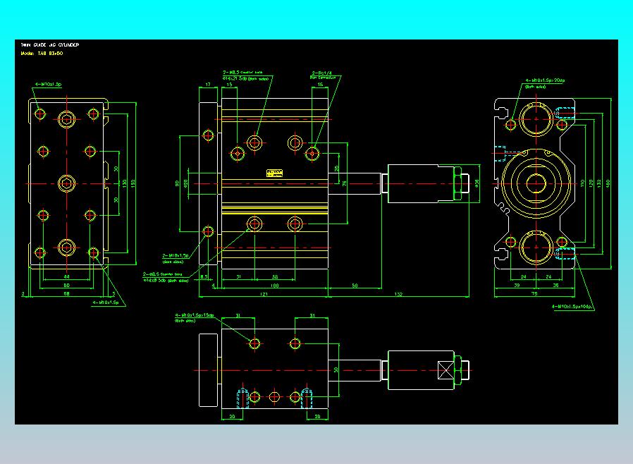 双轴气缸2D-TAB63x50