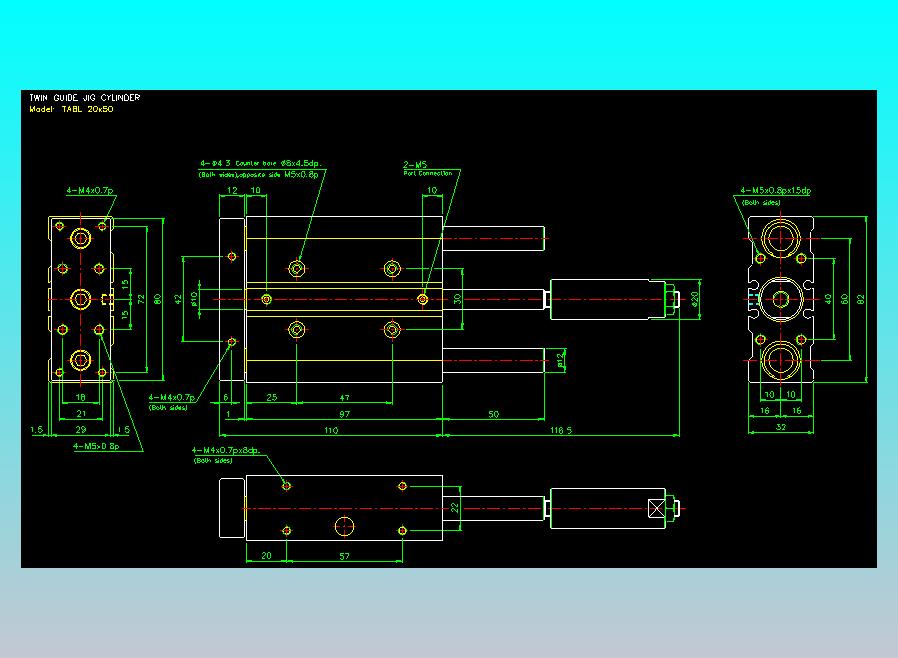 双轴气缸2D-TABL20x50