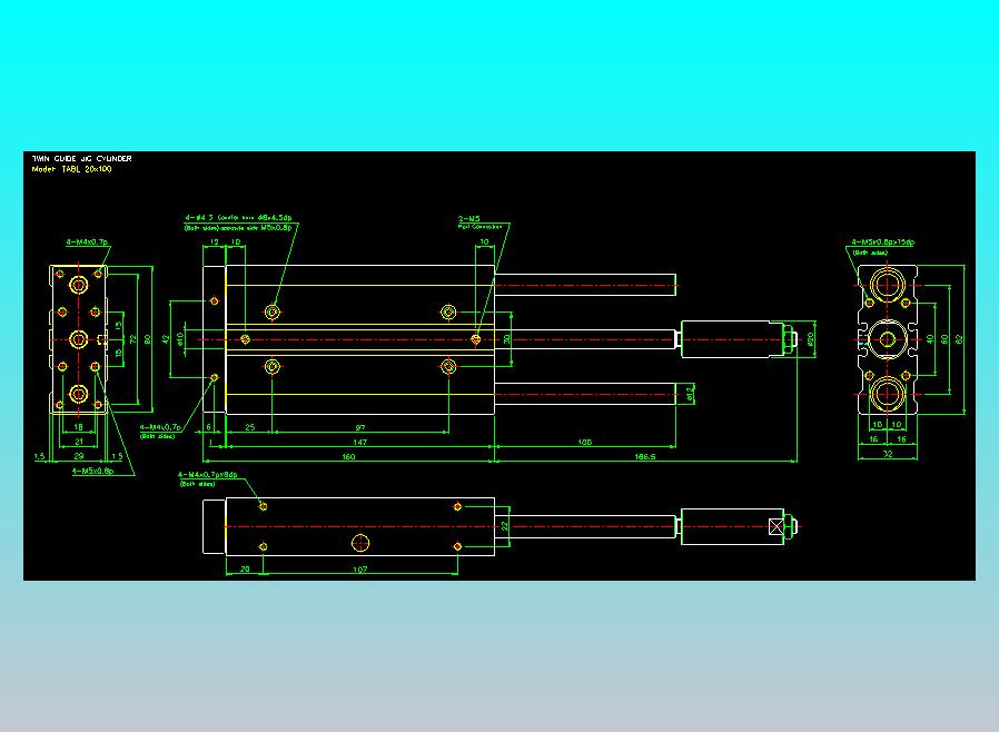 双轴气缸2D-TABL20x100