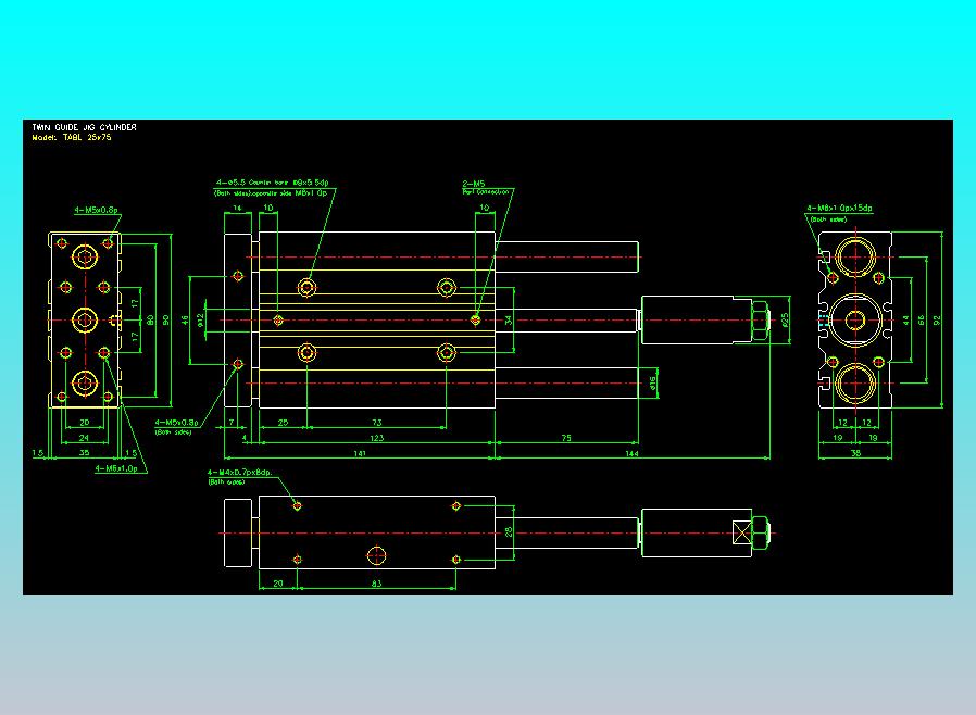 双轴气缸2D-TABL25x75