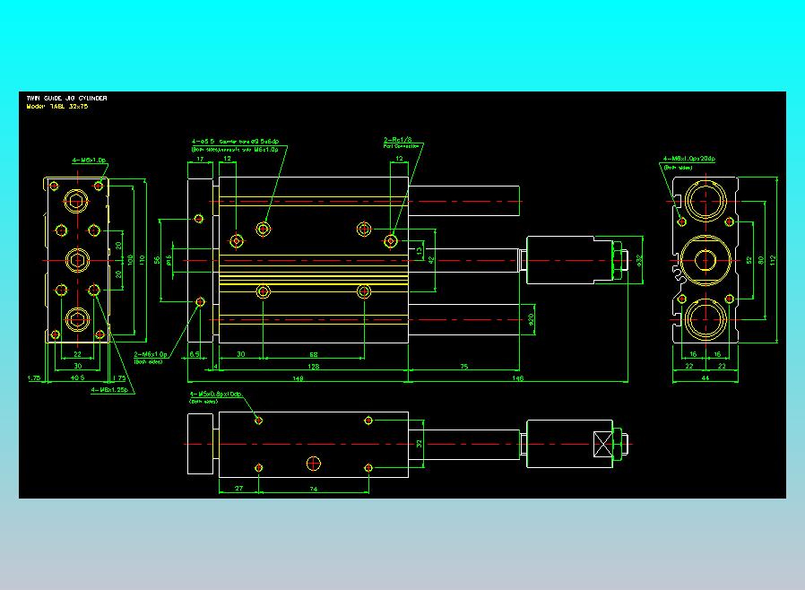 双轴气缸2D-TABL32x75